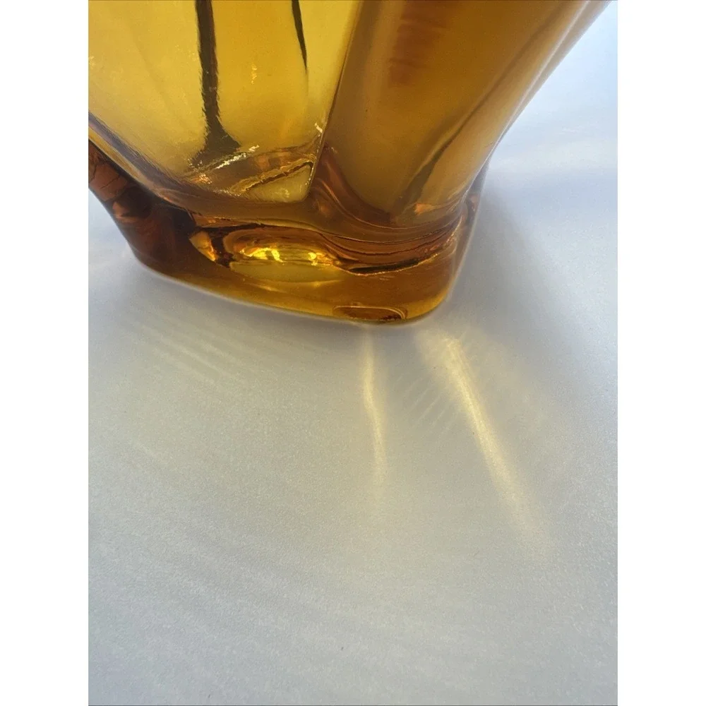 Vintage Mid Century‎ Modern Viking Amber Swung Art Glass Bowl Vase
